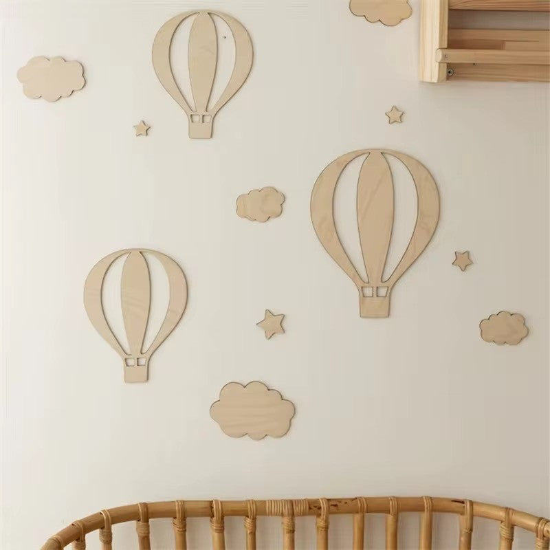 3D Holz-Wandsticker Deko Heissluftballone
