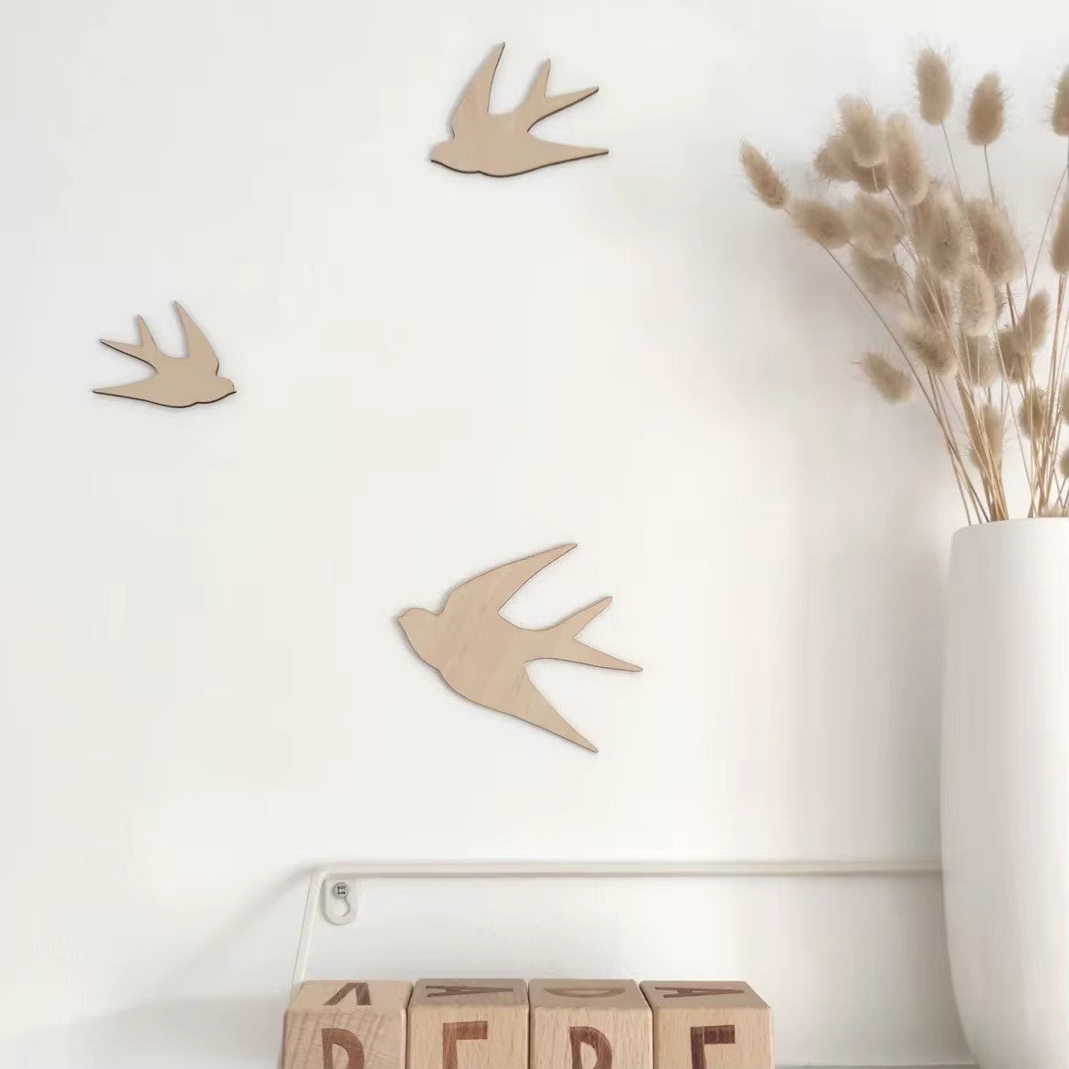 3D Holz-Wandsticker Deko Schwalben