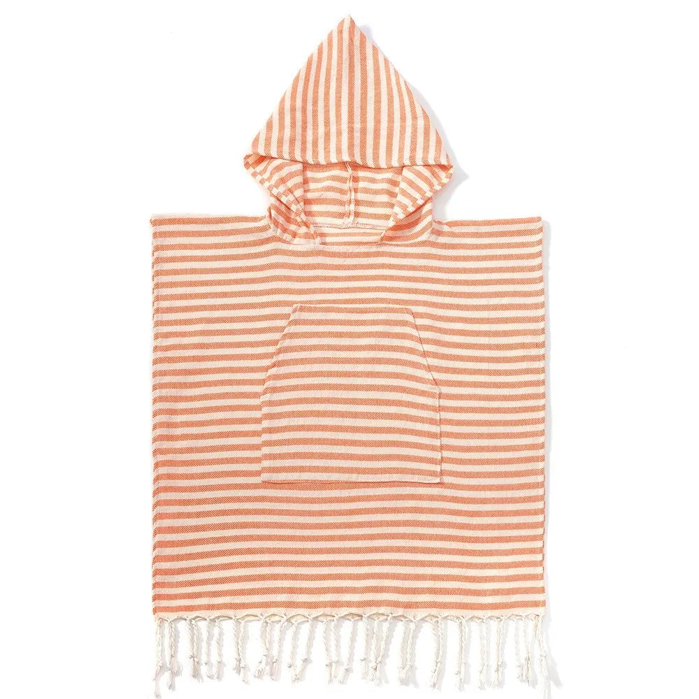 Kinder-Poncho gestreift mit Zotteln