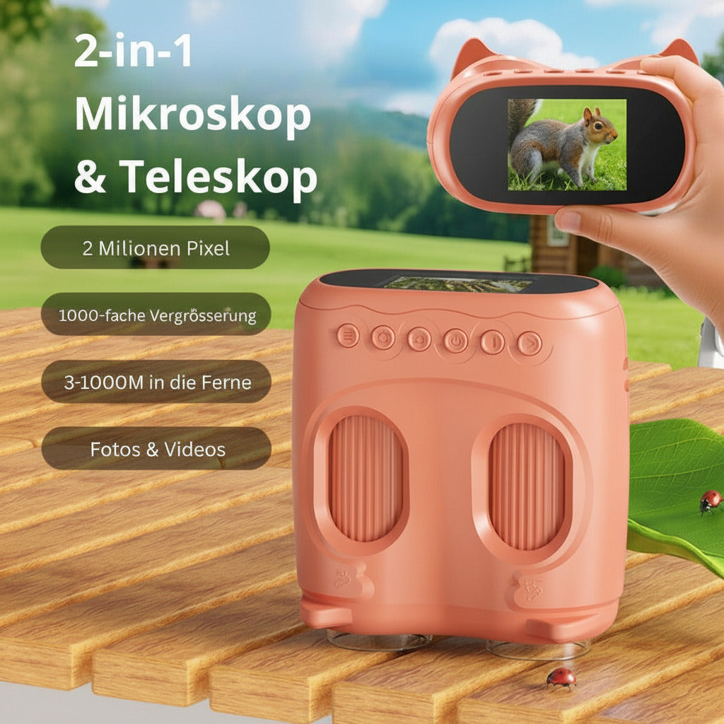2-in-1 digitales Teleskop & Mikroskop für Kinder