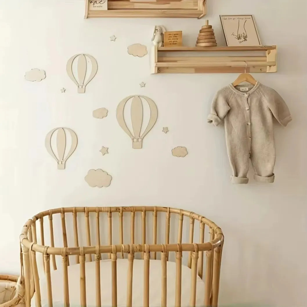3D Holz-Wandsticker Deko Heissluftballone
