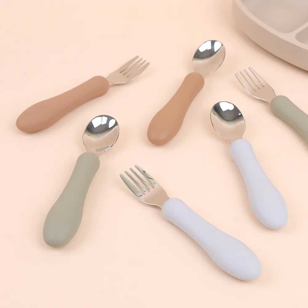 Edelstahl Babybesteck mit Silikongriffen (3er Set)