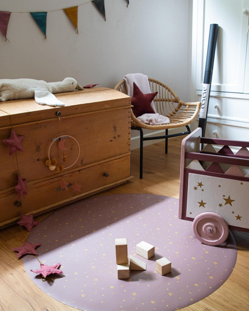 Bodenmatte Schutzmatte, rund 110cm, Stars Kupfer Rose