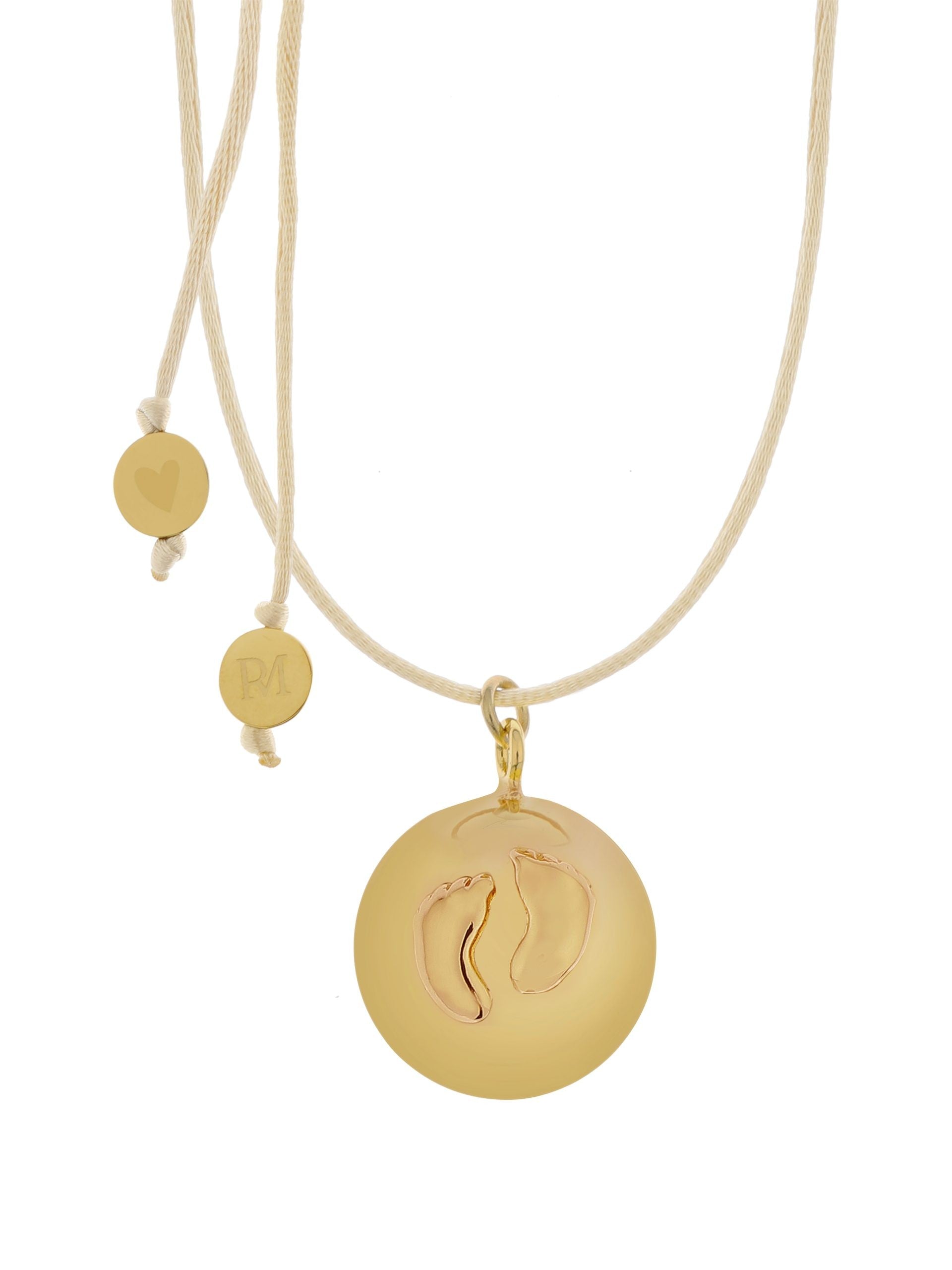 Bola-Kugel / Schwangerschaftskette Sofie, Baby Füsschen/ Gold