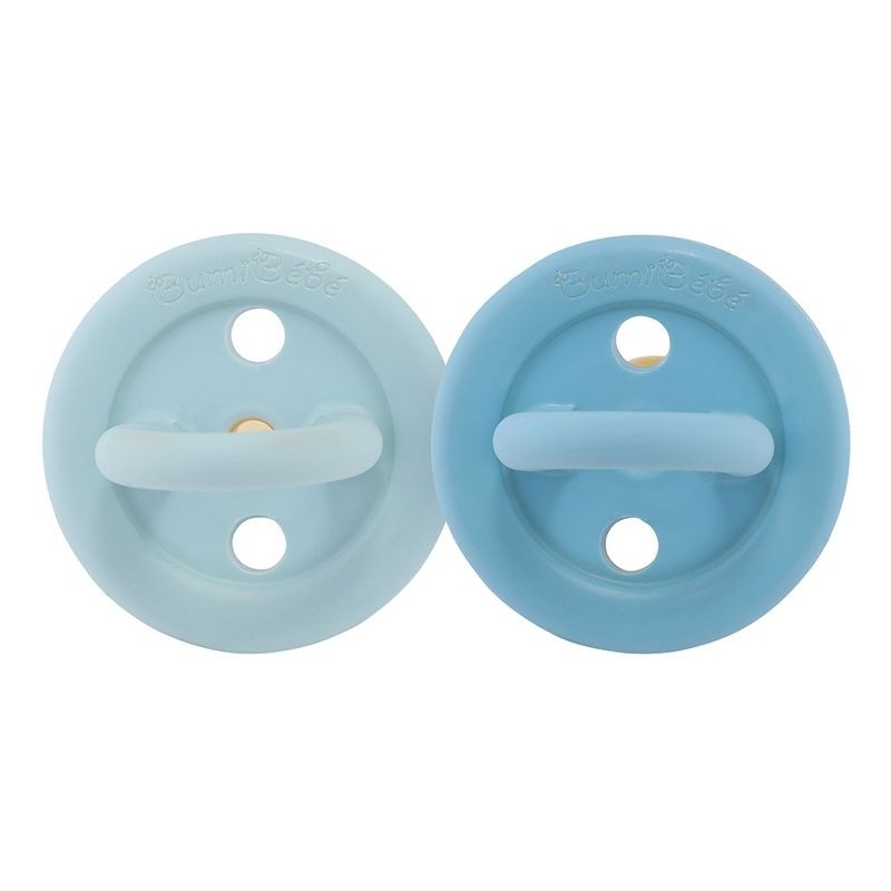 Bumi bébé Naturkautschuk Schnuller 2er-Pack, Blue & Denim, rund (3-36 Monate)