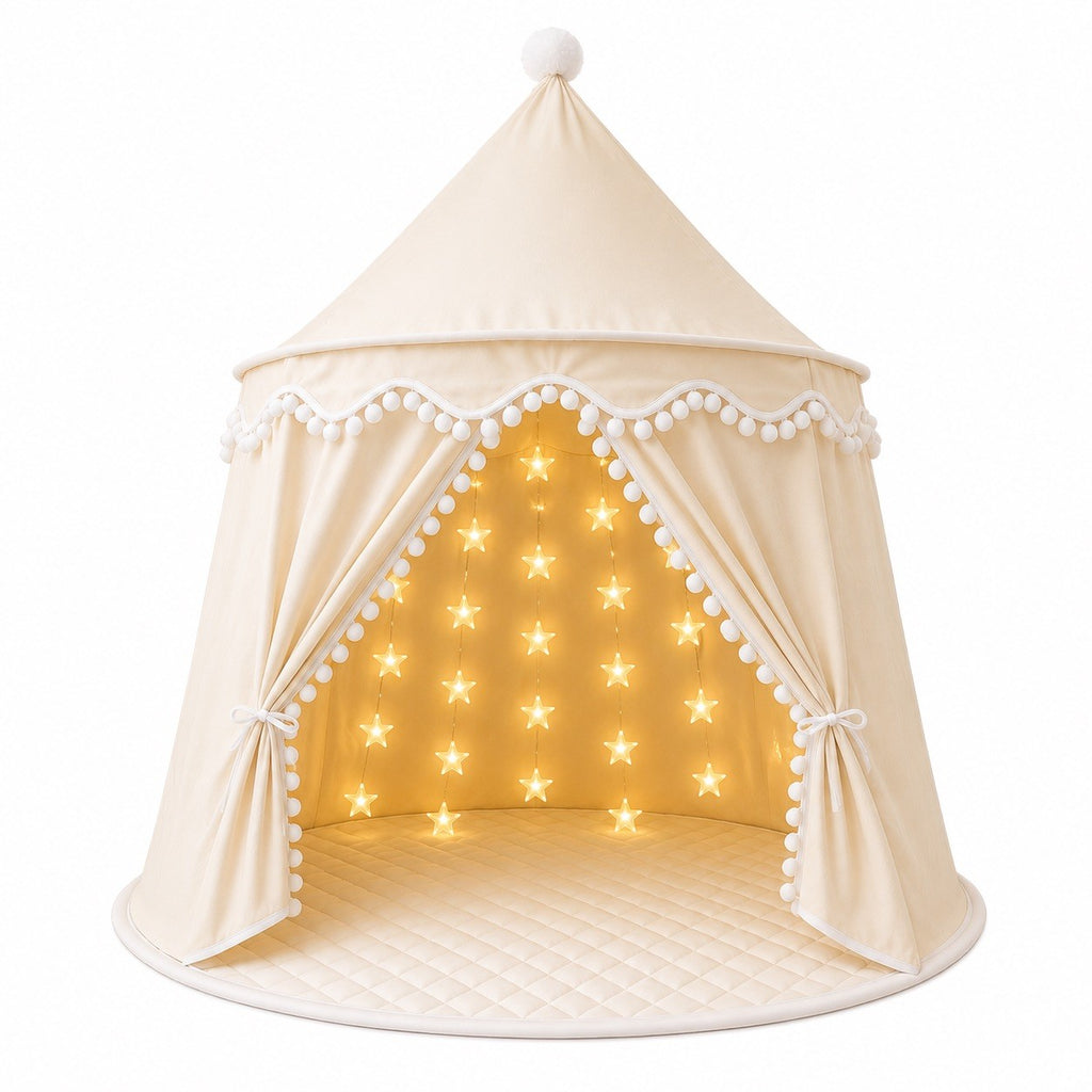 Kinder Spielzelt mit Matte und LED-Sternenkette