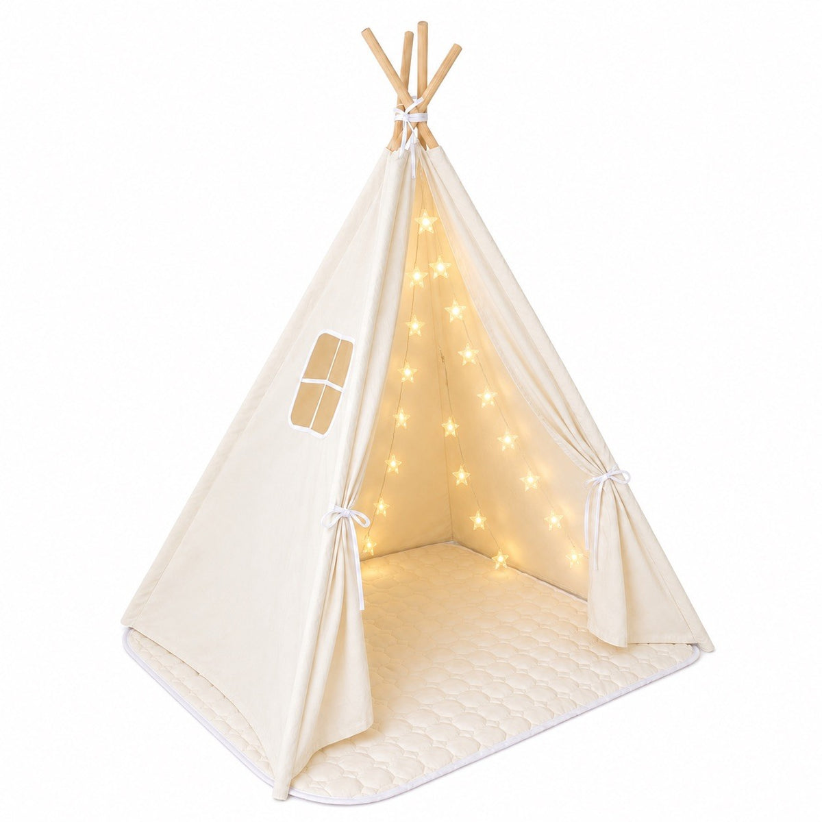 Kinder Spielzelt mit Matte und LED-Sternenkette
