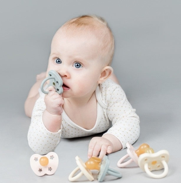Schnuller Baby Blue Naturkautschuk - Ente, kiefergerecht (0-3 Monate)