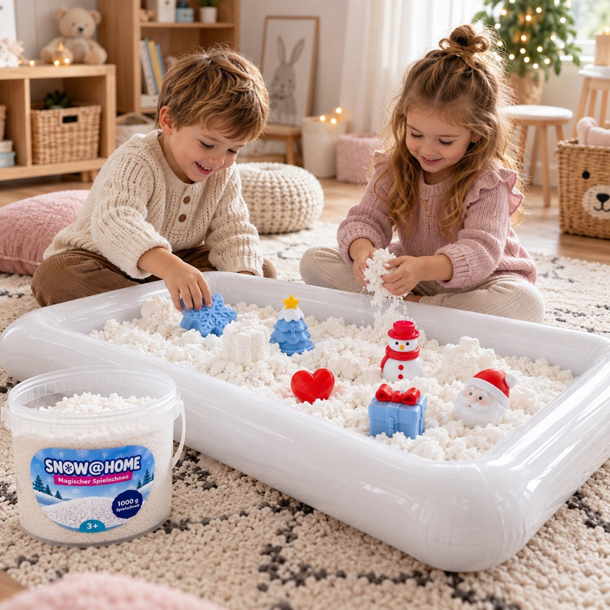Snow@Home Spielschnee inkl. Förmchen und Spielunterlage