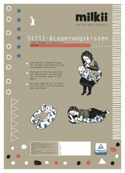 Stillkissenbezug 190 cm, zweilagige Musselin Baumwolle - Himmelblau