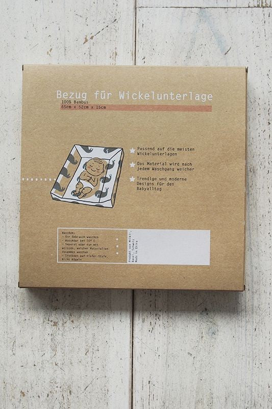 Wickelauflagenbezug aus Musselin Baumwolle, 2-lagig, Elefanten